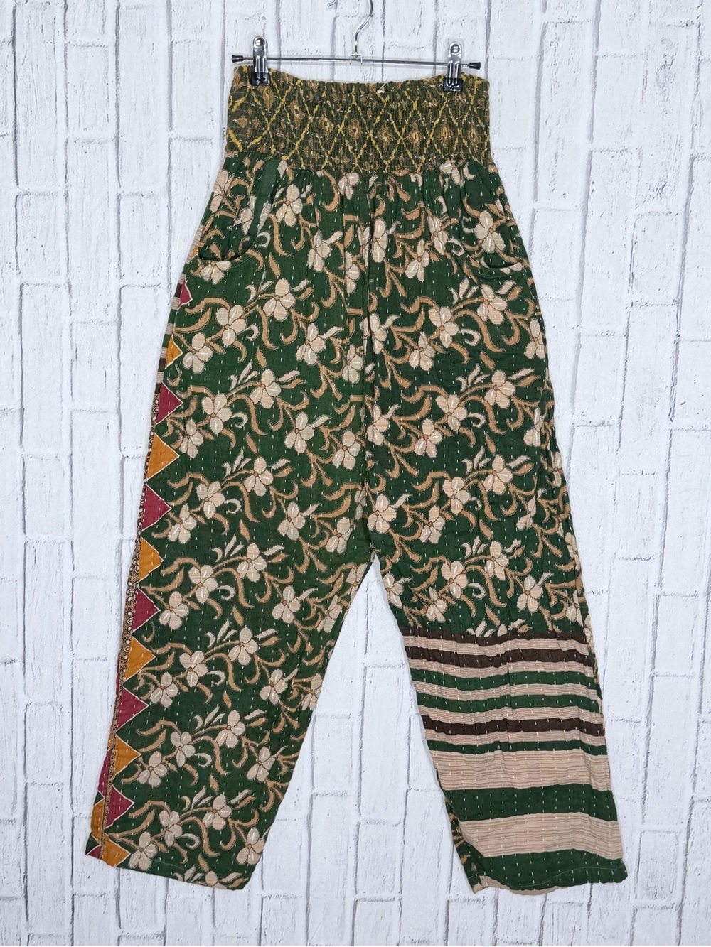 💚 She’s1Oak Kantha Patchwork Pants One Size 100% Cotton Boho